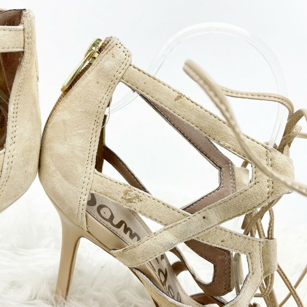 Sam Edelman 8 M Womens Beige Suede Almira Heeled Gladiator Sandals - Picture 7 of 10